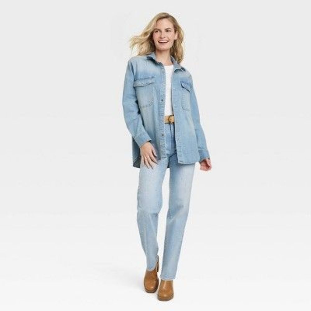 Women's High-Rise Embellished 90's Straight Jeans - Universal Thread Light - Picture 2 of 2